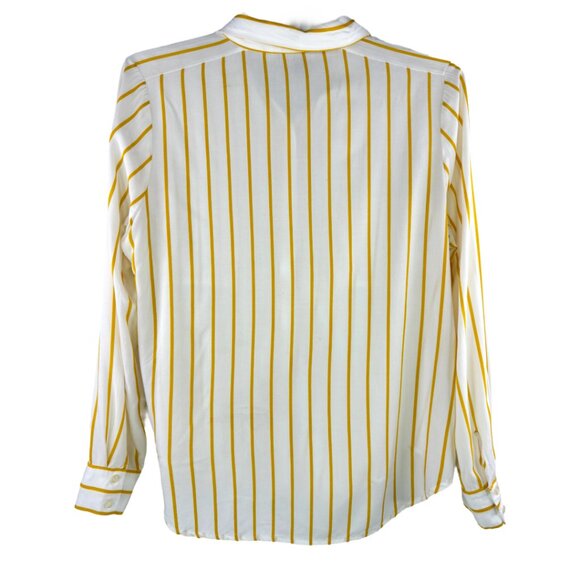 Women's Yellow & White Stripe Shirt Size: L - Picture 3 of 5